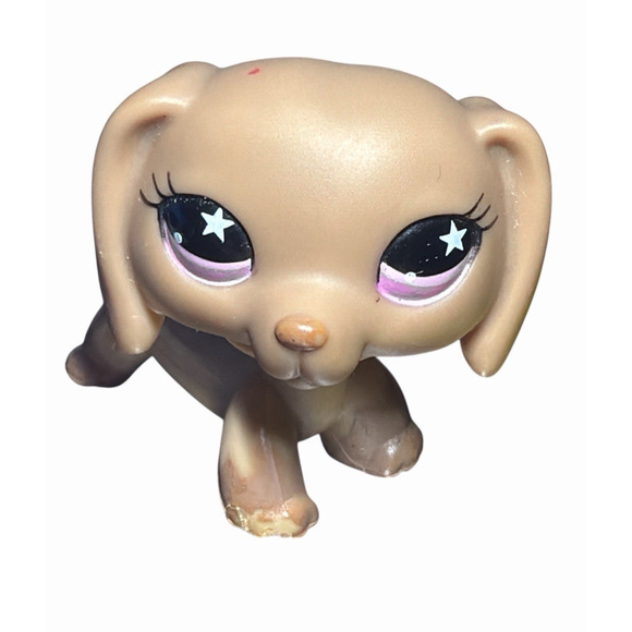 Hasbro Littlest Pet Shop LPS #932 Brown Dachshund Dog Pink Star Eyes Authentic - Picture 5 of 10